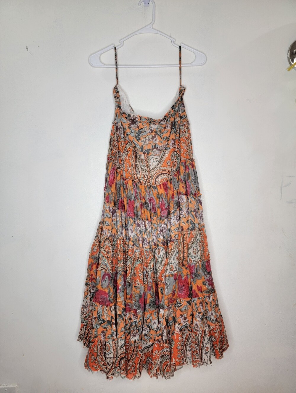 Solitaire Orange Paisley Spaghetti-Strap Dress